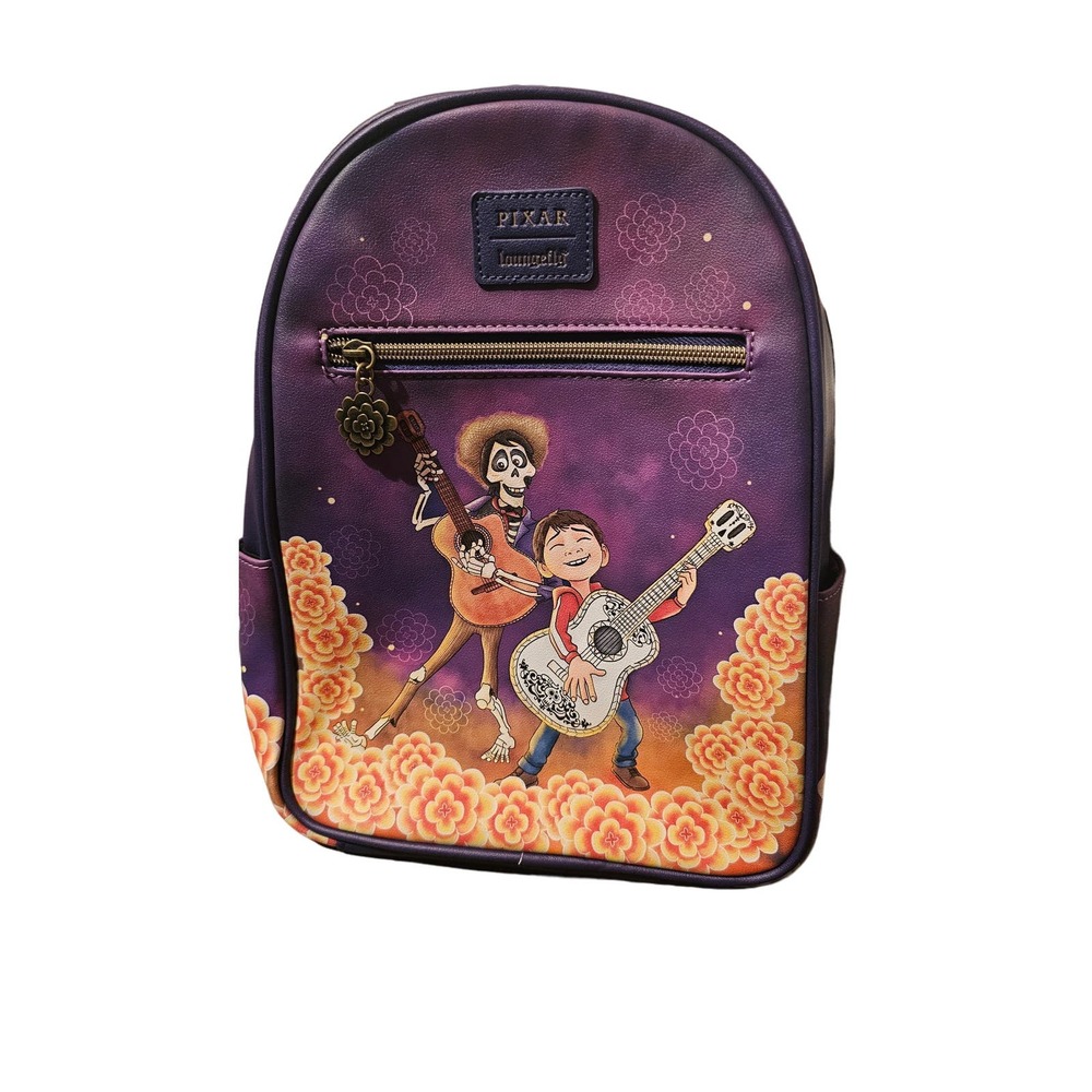Purple Coco Musical and‎ floral Loungefly backpack